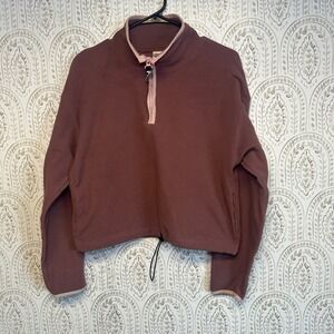 PINK Victoria's Secret Fleece Quarter Zip Cropped Pullover Sweatshirt Women's‎